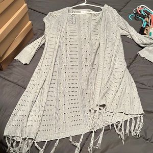 Pink Lily grey fringe cardigan